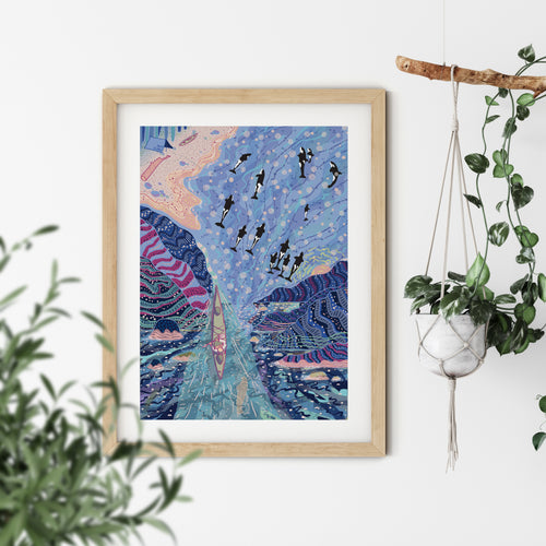 Sea Kayakers Whale Dreaming Print